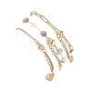 304 Stainless Steel Heart & Natural Labradorite Nuggets Link Chain 3 Layer Stackable Necklaces BJEW-JB12459-02-5