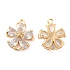 Brass Pave Clear Glass Connector Charms KK-F860-29G-1