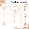 ANATTASOUL 6Pcs 6 Style Sun & Flower & Shell Shape Pendant Alloy Multi Layered Necklaces Sets NJEW-AN0001-37-3