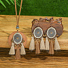 Bohemian Alloy & Wood Pendant Necklaces & Tassel Dangle Earrings Sets WG0AFF1-02-1