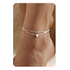 201 Stainless Steel Heart with Initial Charm Double Layer Anklets for Women FS-WG0EC0A-15-1