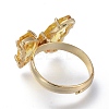 Adjustable Brass Glass Finger Rings RJEW-P148-A01-10-3
