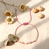 Natural Strawberry Quartz & Brass Beads Braided Bead Bracelets for Women HH4245-6-1