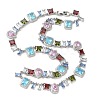 Brass Pave Colorful Cubic Zirconia Rectangle Square Teardrop Tennis Necklaces NJEW-G183-09P-4
