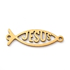 201 Stainless Steel Hollow Religion Jesus Fish Connector Charms STAS-V014-03G-1