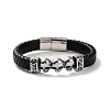 Men's Braided Black PU Leather Cord Bracelets BJEW-K243-18AS-1