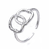 Non-Tarnish 304 Stainless Steel Interlocking Oval Open Cuff Ring RJEW-T023-79P-3