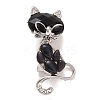 Rhinestone Cat Badge JEWB-E013-08P-1