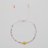 Smiling Face Glass Seed Bead Braided Bracelets for Women EQ4950-5-1
