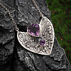 Alloy Amethyst Rhinestone Heart Pendant Necklaces for Women FS-WG5DD6E-01-2