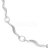 304 Stainless Steel Wave Bar Link Chain Necklaces NJEW-K249-17P-2