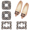 4Pcs 2 Styles Square/Rectangle Alloy Rhinestone Detachable Shoe Buckle Clips AJEW-WR0002-31B-1
