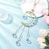 Nuggets Natural Quartz & Brass Moon Hanging Suncatchers HJEW-JM04253-03-1