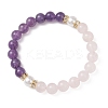 Natural Rose Quartz & Amethyst Beads Stretch Bracelets for Women BJEW-JB13193-01-2