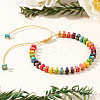 Adjustable Retro Boho Vintage Square Dyed Natural Imperial Jasper Braided Bead Bracelets for Women Men RP7679-1-1