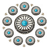 10Pcs Tibetan Style Alloy with Synthetic Turquoise Buttons BUTT-HY0001-09-1