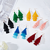 6 Pairs 6 Colors Cotton Triple Layer Tassel Dangle Earrings EJEW-AN0001-64-7