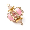 Dyed Synthetic Imperial Jasper & Handmade Glass Seed Beaded Rhombus Connector Charms PALLOY-MZ00960-03-3