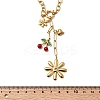 304 Stainless Steel Enamel Red Cherry Flower Heart Pendant Necklaces for Women NJEW-G181-11G-3
