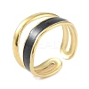 Ion Plating(IP) 304 Stainless Steel Enamel Cuff Finger Rings RJEW-L107-035G-02-1