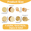16Pcs 4 Styles Brass & 304 Stainless Steel Cuff Earrings EJEW-HS0001-18G-2