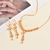 Vintage Brass Round Beaded Tassel Necklace & Earrings for Women VG0776-3