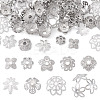 54Pcs 9 Style Brass Bead Caps KK-TA0003-41-1