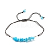 Synthetic Turquoise(Dyed) Chips Braided Bead Bracelet BJEW-JB08019-05-1