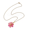 7Pcs 7 Colors Flower Handmade Glass Seed Beaded Pendant Necklaces NJEW-MZ00096-6