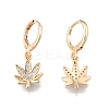 Clear Cubic Zirconia Maple Leaf Dangle Leverback Earrings EJEW-N012-80-1