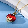 Brass FireBrick Enamel Pendant Necklaces for Women NJEW-K381-08B-G-3