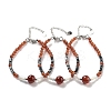Natural Carnelian Round & Synthetic Non-magnetic Hematite & White Shell Beaded Bracelets for Women BJEW-K251-02C-1