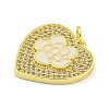 Rack Plating Heart with Flower Brass Micro Pave Clear Cubic Zirconia KK-Z053-23G-03-2