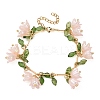Flower Leaf Shell Pearl & Acrylic Charm Bracelets BJEW-TA00535-03-1