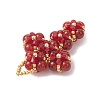 Natural Carnelian Round Beads & Glass Seed Beaded Cross Pendants PALLOY-MZ01151-01-4