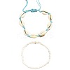 Glass Seed Beaded Stretch Anklets WGF5463-04-2