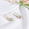 1 Pair Flat Round Glass Dangle Earrings EJEW-LP0010-04-3