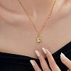 Brass Clear Cubic Zirconia Shiny Tortoise Pendant Dapped Chain Necklaces for Women NW3403-1-2