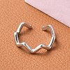 Non-Tarnish 304 Stainless Steel Wave Open Cuff Ring for Women RJEW-I085-13P-02-2