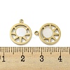 304 Stainless Steel Pave Shell Flat Round with Sun Charms STAS-P356-44G-3