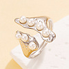 304 Stainless Steel Imitation Pearl Cuff Open Rings for Women WGC51AB-01-1