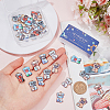 36Pcs 9 Colors Printed Alloy Enamel Pendants ENAM-SC0005-42-3