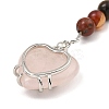 Natural Rose Quartz Heart Keychain G-Z033-11P-01-3