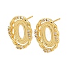 Oval Brass Micro Pave Clear Cubic Zirconia Stud Earring Findings KK-D102-02G-1