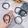 3 Sets 3 Style Natural & Synthetic Mixed Gemstone & Glass Round Beaded Stretch Bracelet Sets BJEW-FI0001-39-3