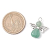 Natural Green Aventurine/Lapis Lazuli/Rose Quartz/Tiger Eye/Blue Spot Jasper/Synthetic Turquoise Heart Angel Pendants X-PALLOY-JF03186-01-2