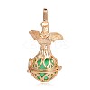 Golden Plated Brass Hollow Round Cage Pendants KK-J251-10G-2