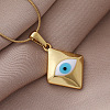 Fashion 304 Stainless Steel Enamel White Evil Eye Rhombus Pendant Necklaces MB5492-1
