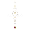 Moon Iron & Glass Hanging Suncatchers HJEW-F025-02G-1