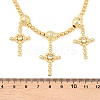 Brass Micro Pave Clear Cubic Zirconia Cross Pendant Round Beaded Bib Necklaces for Women NJEW-F364-04G-5